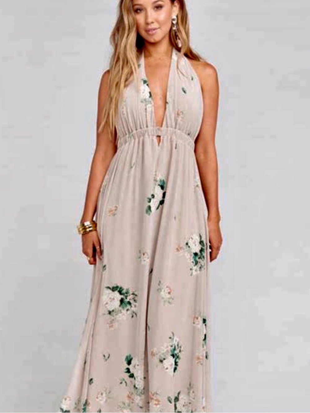 Show Me Your MuMu Luna Halter Maxi Dress in Blush Beige Floral - Picture 8 of 8